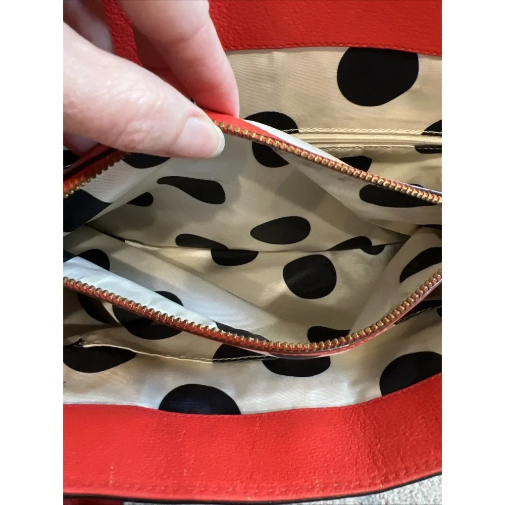 Kate Spade Elena‎ Villabella Orange Red Shoulder Bag Leather Handbag Bow Satchel
